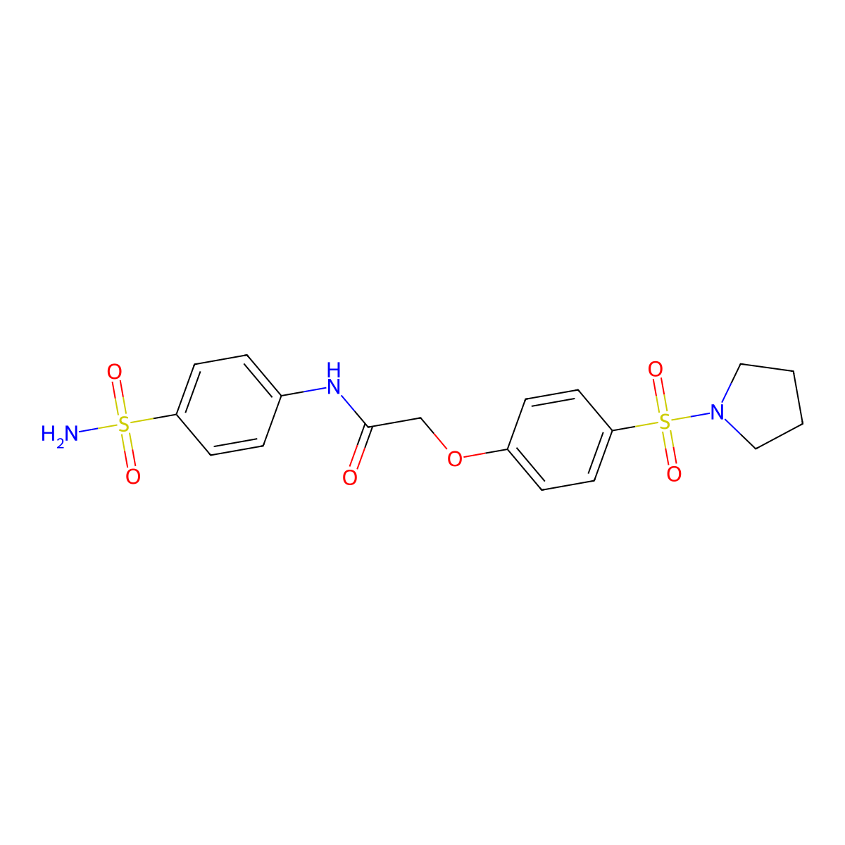 2-(4-pyrrolidin-1-ylsulfonylphenoxy)-N-(4-sulfamoylphenyl)acetamide molecular structure, CAS 799256-92-1