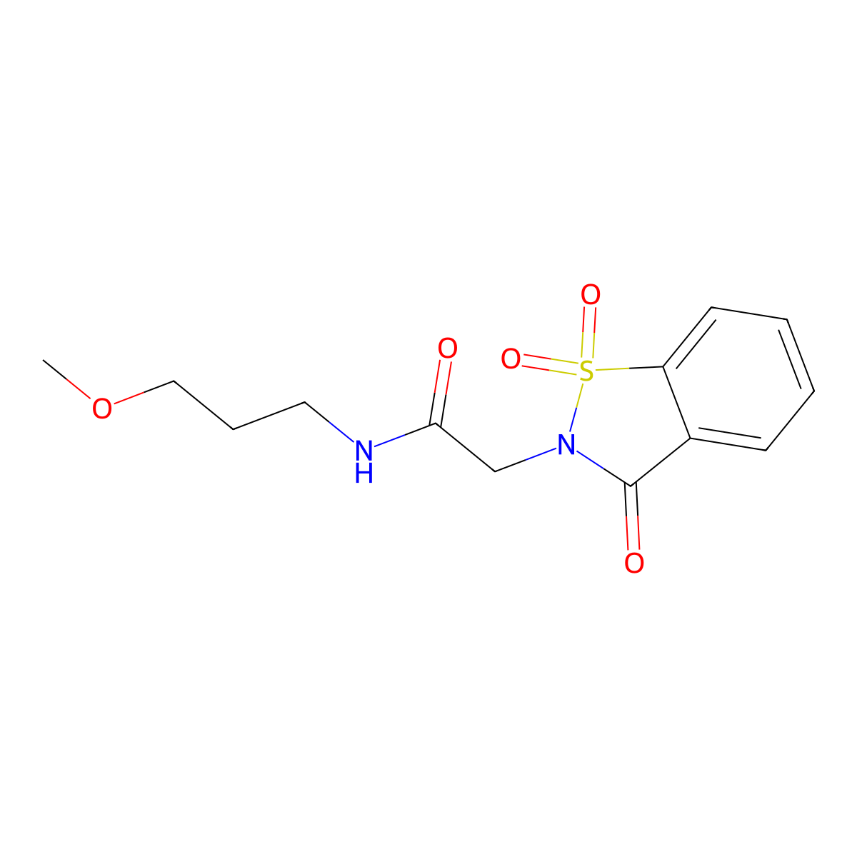 2-(1,1-dioxido-3-oxobenzo[d]isothiazol-2(3H)-yl)-N-(3-methoxypropyl)acetamide molecular structure, CAS 799257-07-1