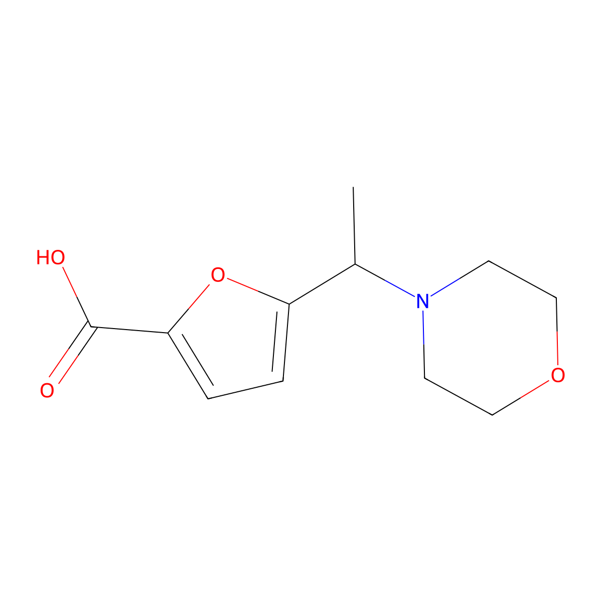 5-(1-Morpholinoethyl)furan-2-carboxylic acid molecular structure, CAS 799257-35-5