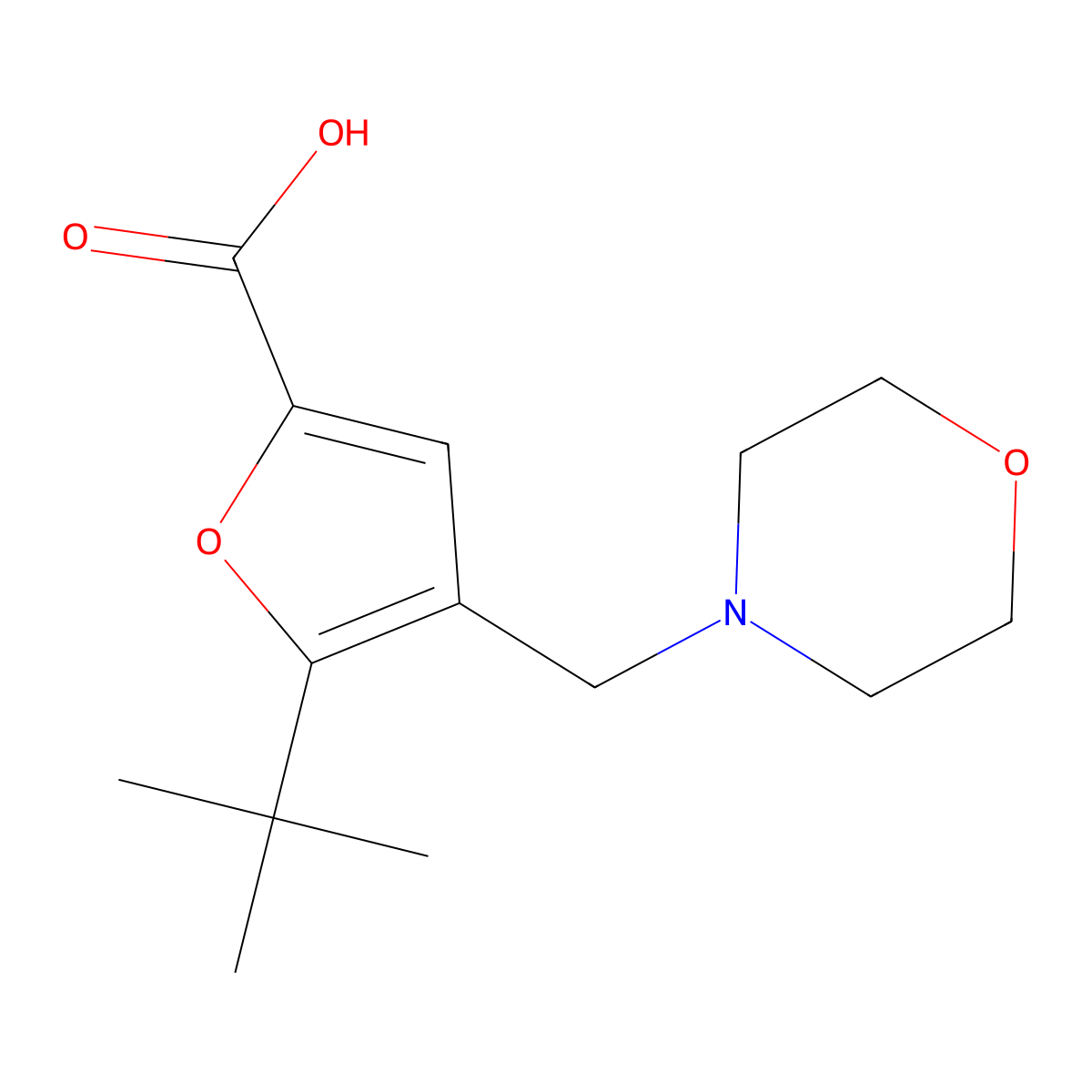 5-(tert-Butyl)-4-(morpholinomethyl)furan-2-carboxylic acid molecular structure, CAS 799257-37-7