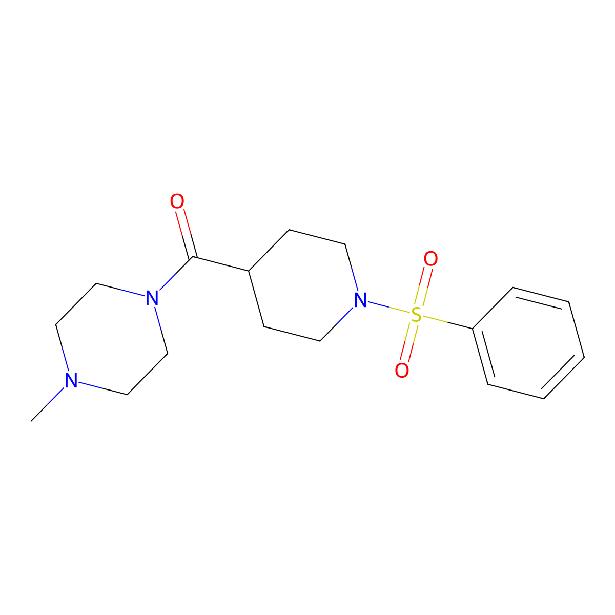(4-Methylpiperazino)[1-(phenylsulfonyl)-4-piperidinyl]methanone molecular structure, CAS 799257-53-7