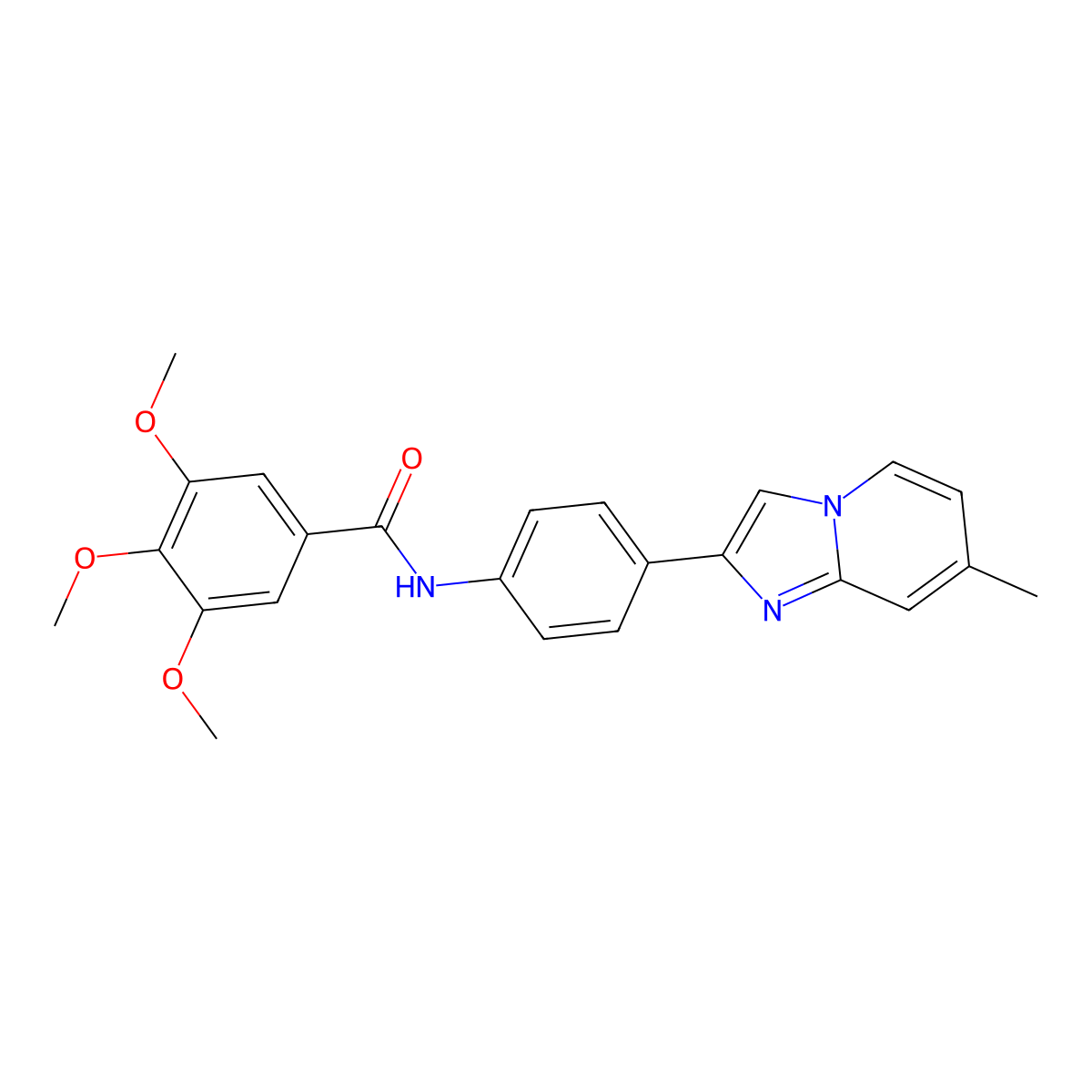 3,4,5-trimethoxy-N-(4-{7-methylimidazo[1,2-a]pyridin-2-yl}phenyl)benzamide molecular structure, CAS 799257-57-1