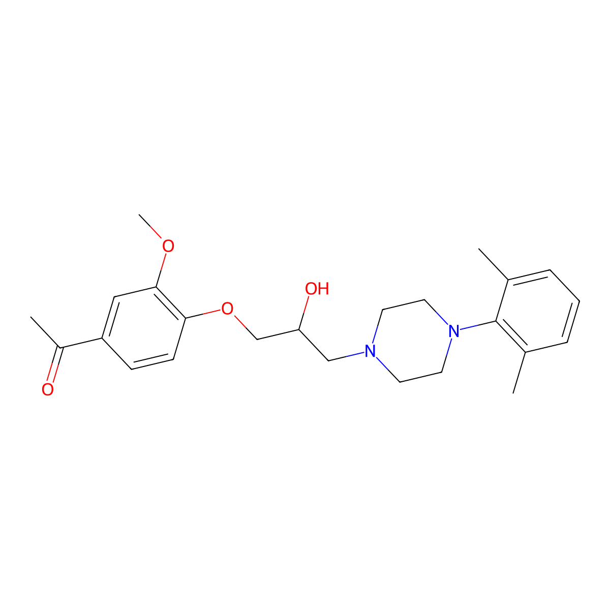 1-(4-(3-(4-(2,6-Dimethylphenyl)piperazin-1-yl)-2-hydroxypropoxy)-3-methoxyphenyl)ethanone molecular structure, CAS 799257-92-4