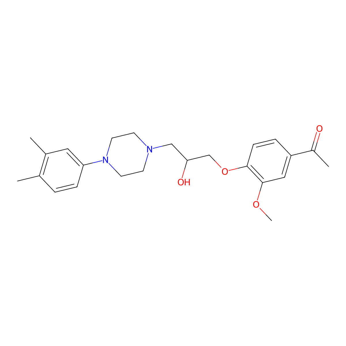 1-(4-{3-[4-(3,4-Dimethylphenyl)piperazin-1-yl]-2-hydroxypropoxy}-3-methoxyphenyl)ethan-1-one molecular structure, CAS 799257-94-6