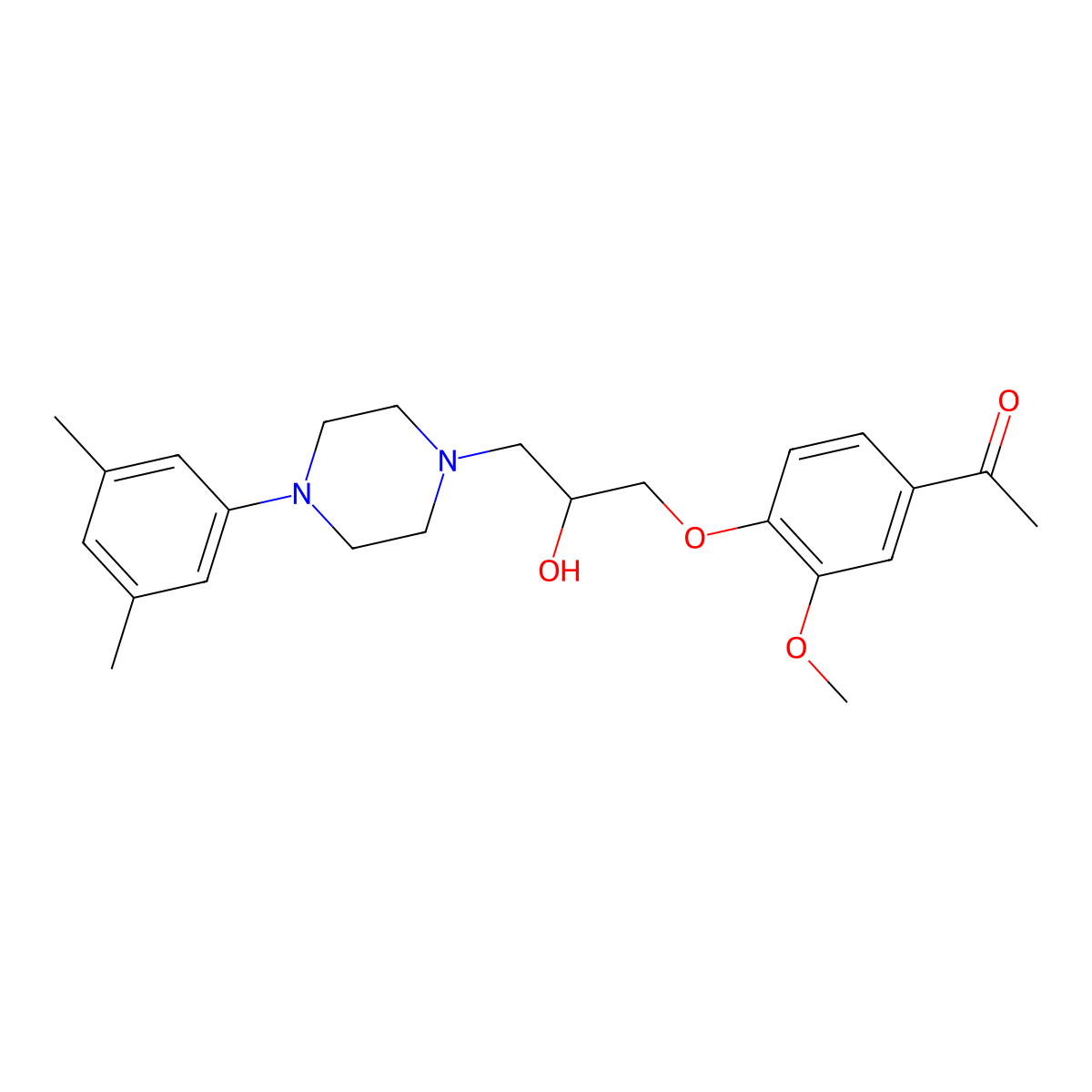 1-(4-{3-[4-(3,5-Dimethylphenyl)piperazin-1-yl]-2-hydroxypropoxy}-3-methoxyphenyl)ethan-1-one molecular structure, CAS 799257-95-7