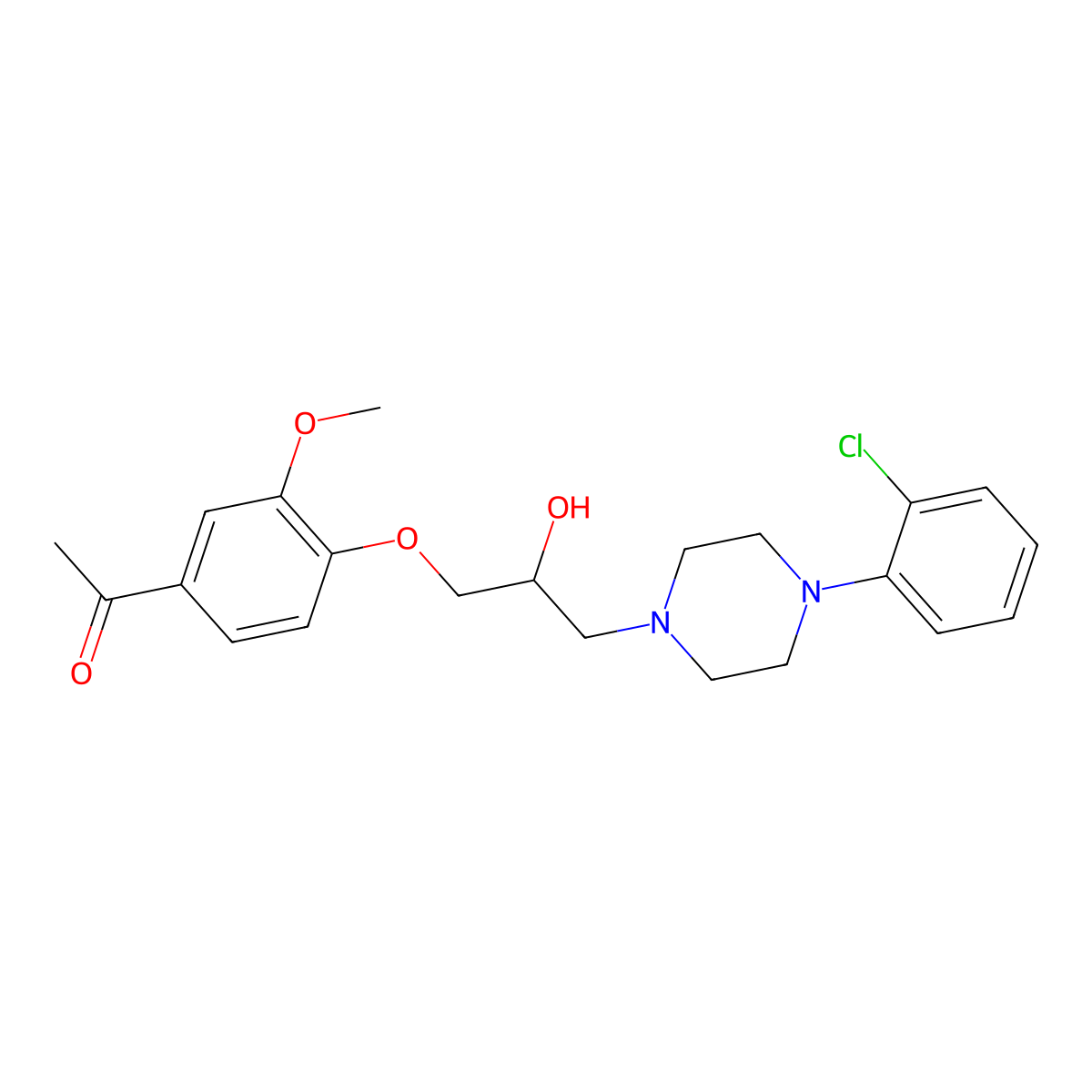 1-(4-{3-[4-(2-Chlorophenyl)piperazin-1-yl]-2-hydroxypropoxy}-3-methoxyphenyl)ethan-1-one molecular structure, CAS 799257-96-8