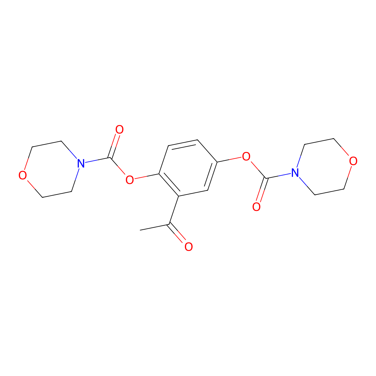 2-Acetyl-4-morpholin-4-ylcarbonyloxyphenyl morpholine-4-carboxylate molecular structure, CAS 799257-97-9