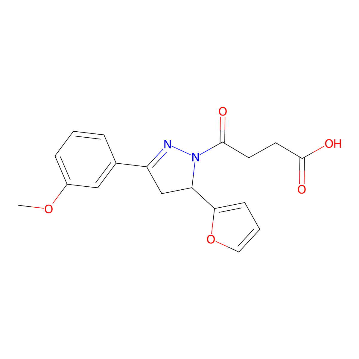 4-[5-(furan-2-yl)-3-(3-methoxyphenyl)-4,5-dihydro-1H-pyrazol-1-yl]-4-oxobutanoic acid molecular structure, CAS 799258-18-7
