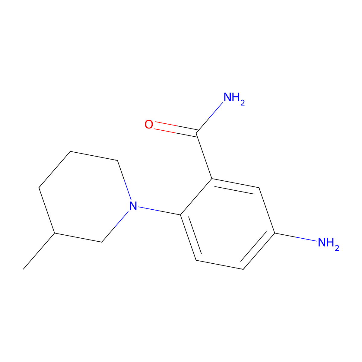 5-Amino-2-(3-methylpiperidin-1-yl)benzamide molecular structure, CAS 799258-22-3