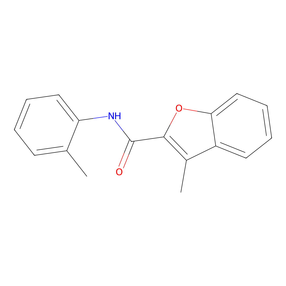 3-methyl-N-(2-methylphenyl)-1-benzofuran-2-carboxamide molecular structure, CAS 799258-28-9