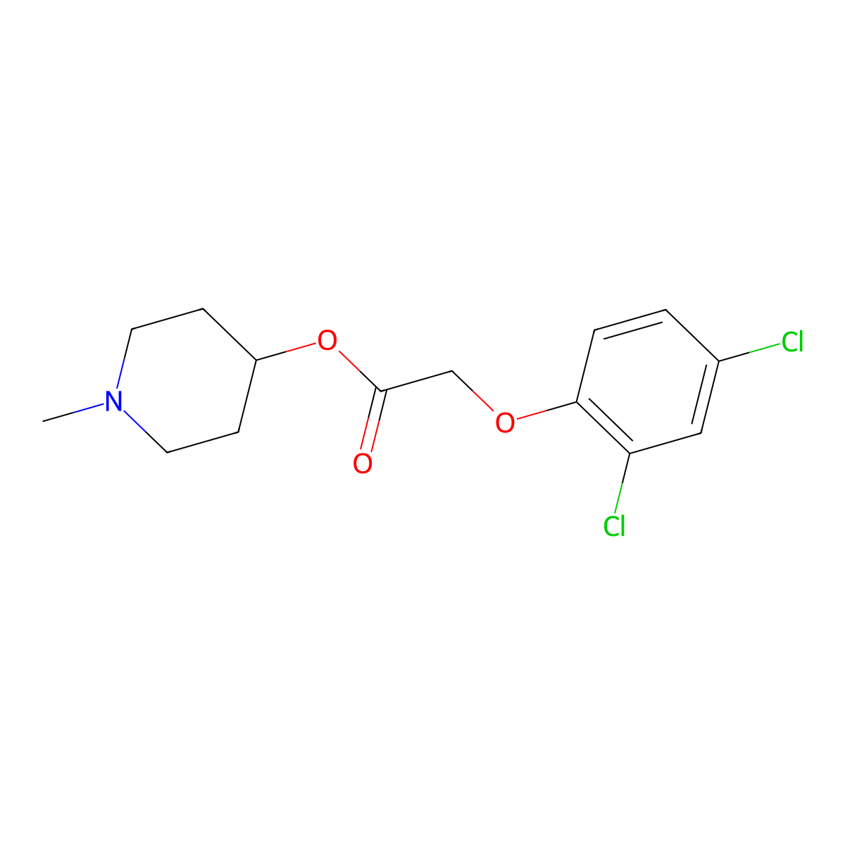 1-Methylpiperidin-4-yl (2,4-dichlorophenoxy)acetate molecular structure, CAS 799258-68-7
