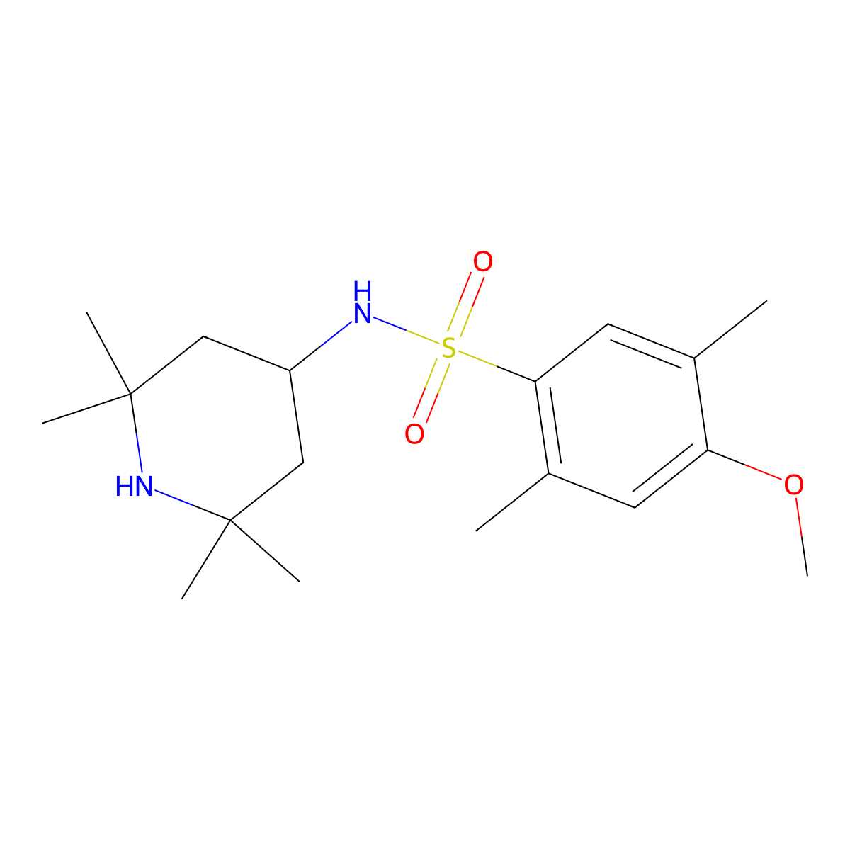 4-Methoxy-2,5-dimethyl-N-(2,2,6,6-tetramethyl-piperidin-4-yl)-benzenesulfonamide molecular structure, CAS 799258-75-6