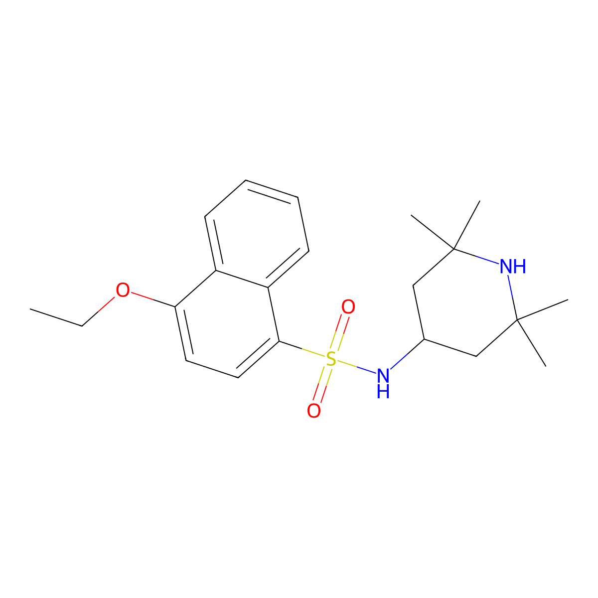 4-ethoxy-N-(2,2,6,6-tetramethylpiperidin-4-yl)naphthalene-1-sulfonamide molecular structure, CAS 799258-77-8