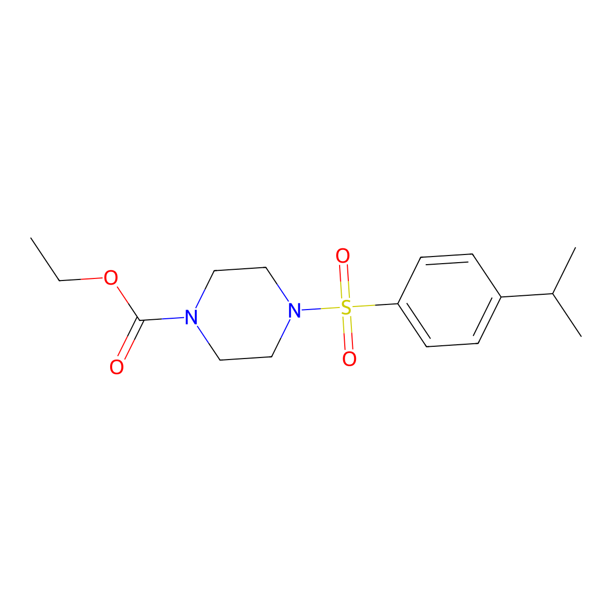 Ethyl 4-{[4-(methylethyl)phenyl]sulfonyl}piperazinecarboxylate molecular structure, CAS 799258-85-8