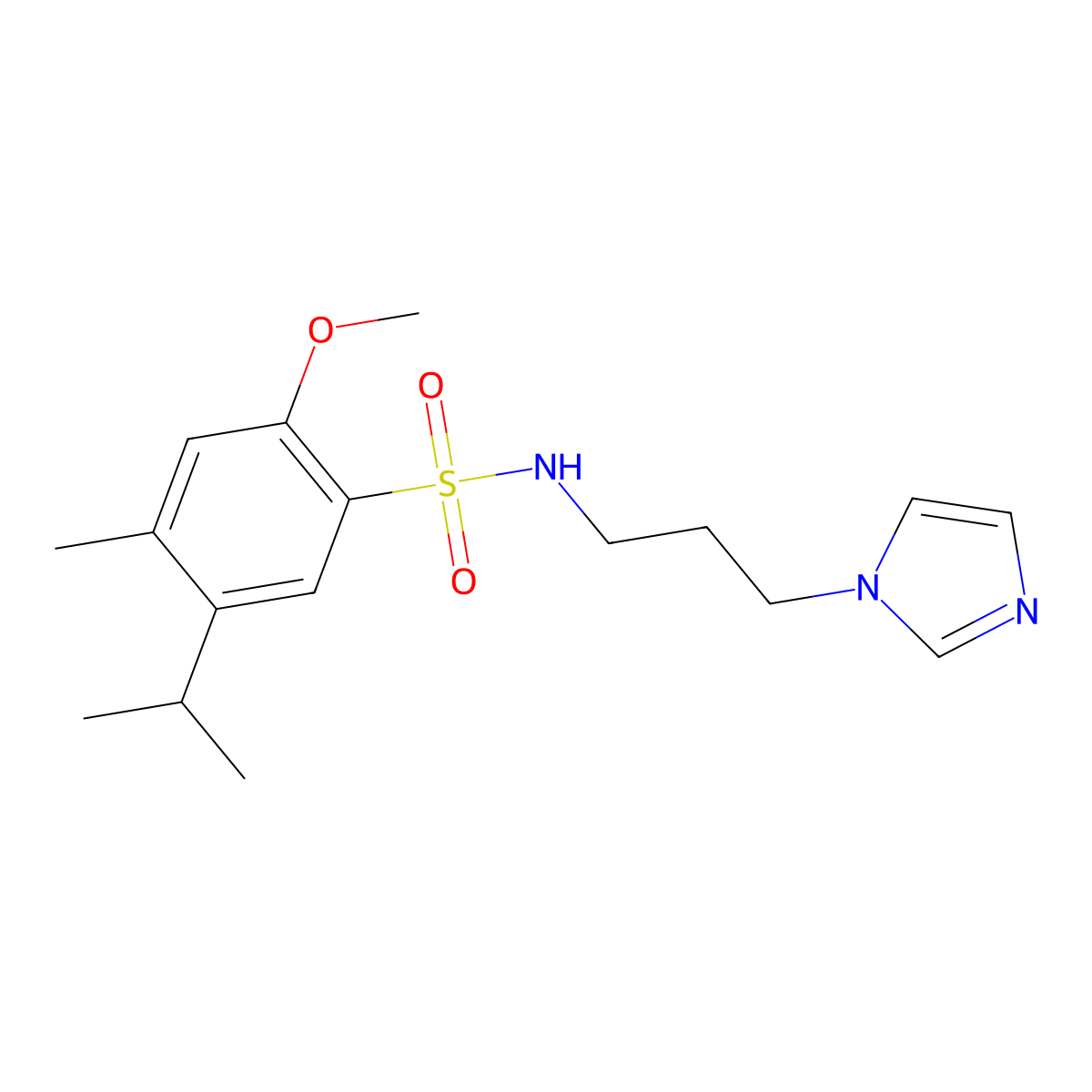 N-(3-Imidazol-1-yl-propyl)-5-isopropyl-2-methoxy-4-methyl-benzenesulfonamide molecular structure, CAS 799258-87-0