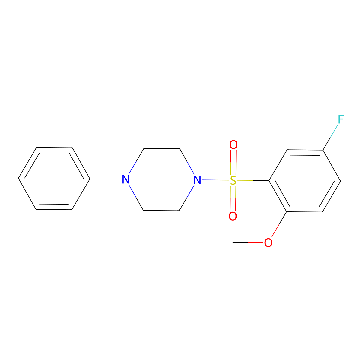 1-(5-Fluoro-2-methoxyphenyl)sulfonyl-4-phenylpiperazine molecular structure, CAS 799258-90-5