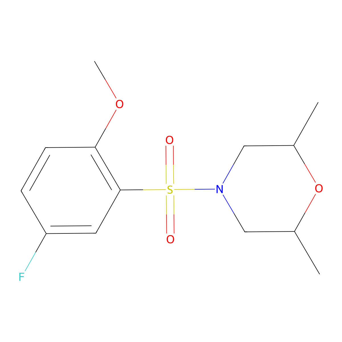 4-(5-Fluoro-2-methoxybenzenesulfonyl)-2,6-dimethylmorpholine molecular structure, CAS 799258-91-6