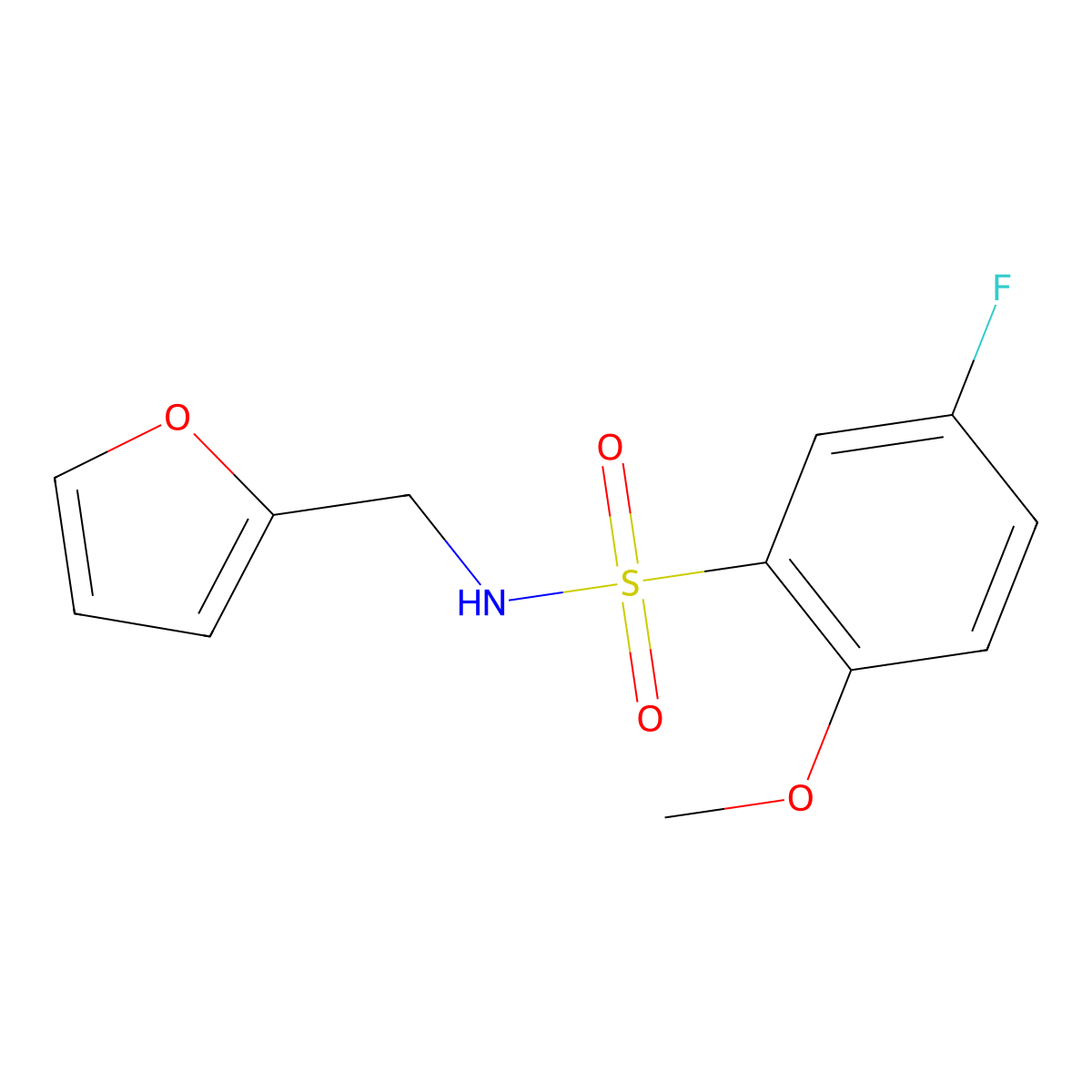 5-fluoro-N-(furan-2-ylmethyl)-2-methoxybenzenesulfonamide molecular structure, CAS 799258-92-7