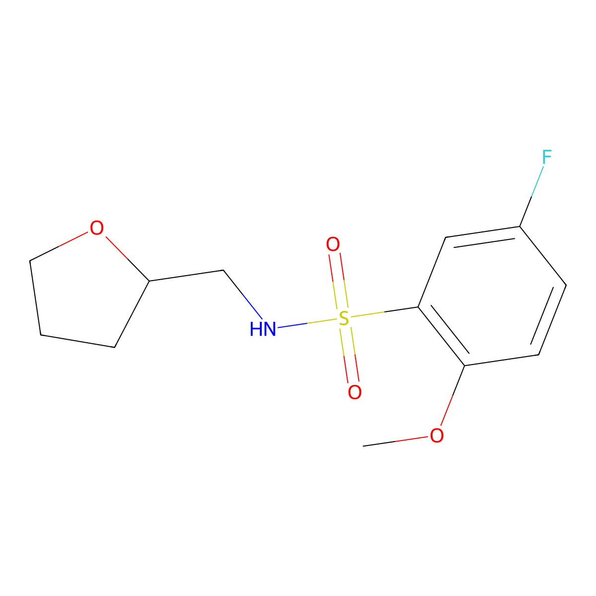 5-Fluoro-2-methoxy-N-(tetrahydro-furan-2-ylmethyl)-benzenesulfonamide molecular structure, CAS 799258-93-8