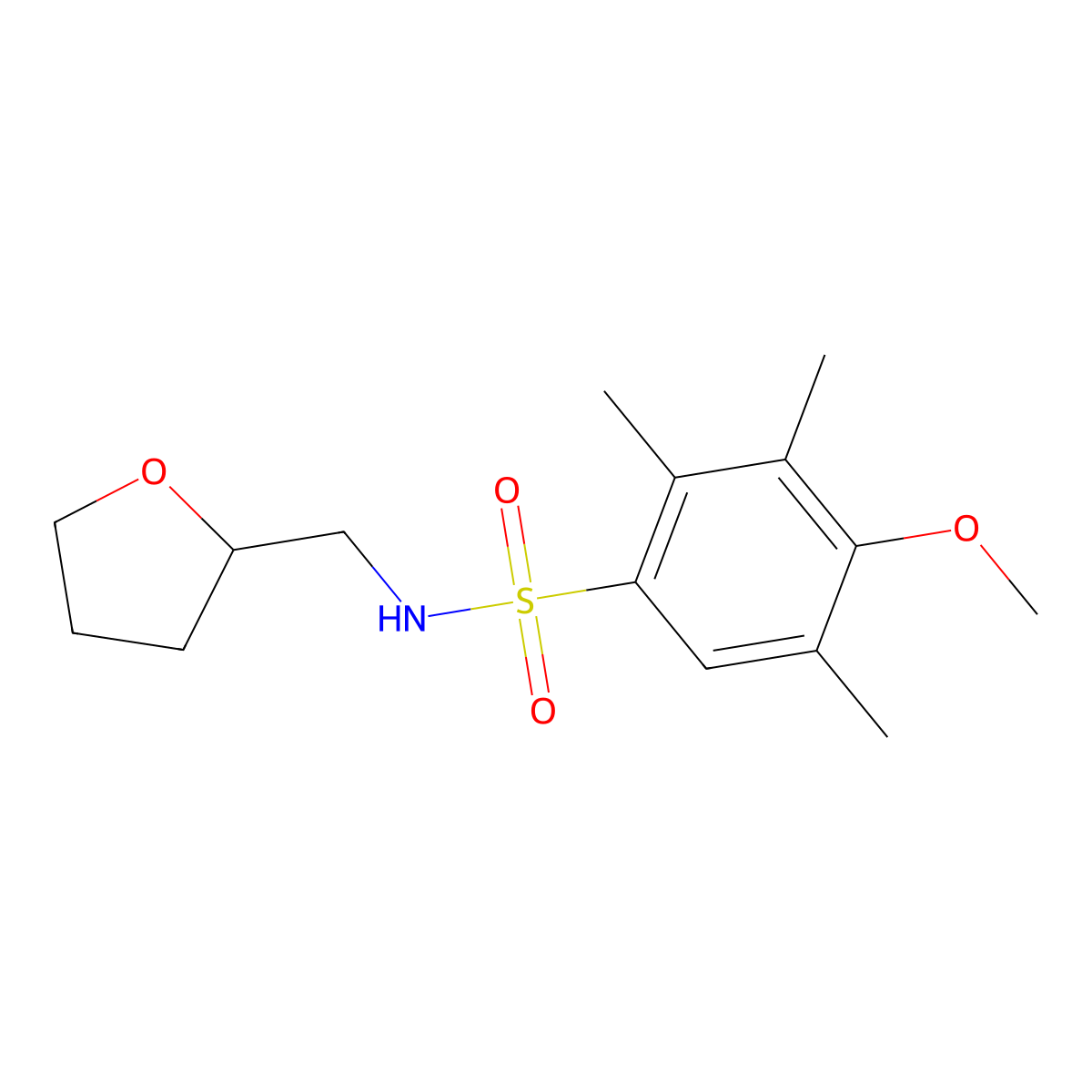 4-methoxy-2,3,5-trimethyl-N-(oxolan-2-ylmethyl)benzenesulfonamide molecular structure, CAS 799258-95-0