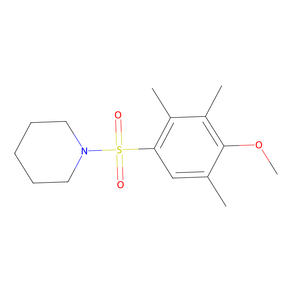 [(4-Methoxy-2,3,5-trimethylphenyl)sulfonyl]piperidine molecular structure, CAS 799258-96-1