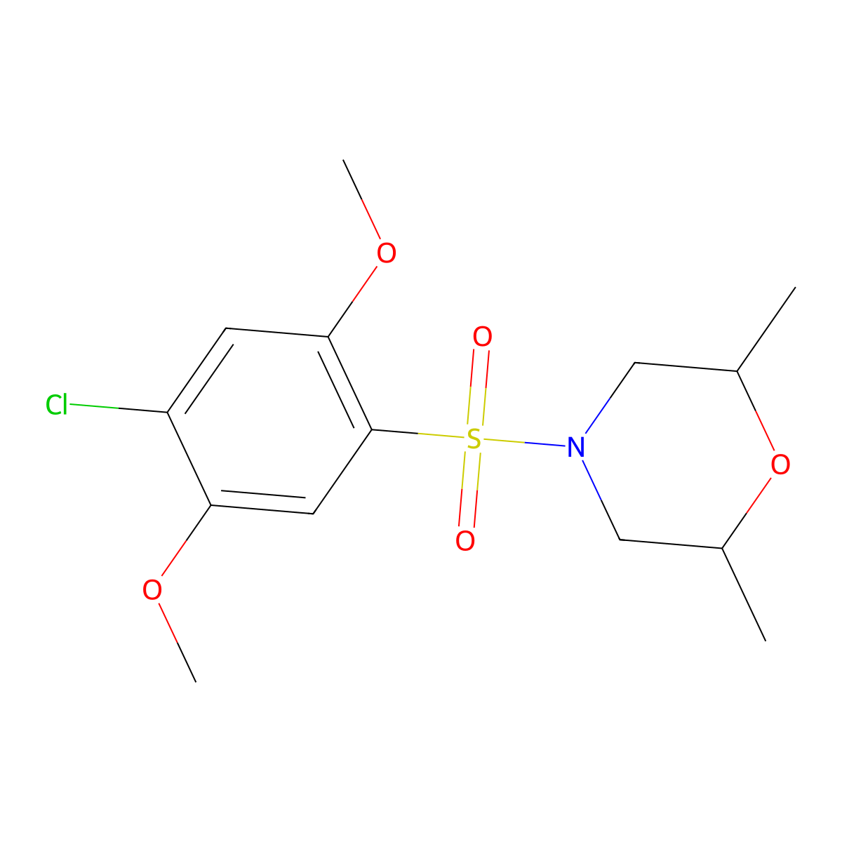 4-(4-Chloro-2,5-dimethoxybenzenesulfonyl)-2,6-dimethylmorpholine molecular structure, CAS 799258-99-4