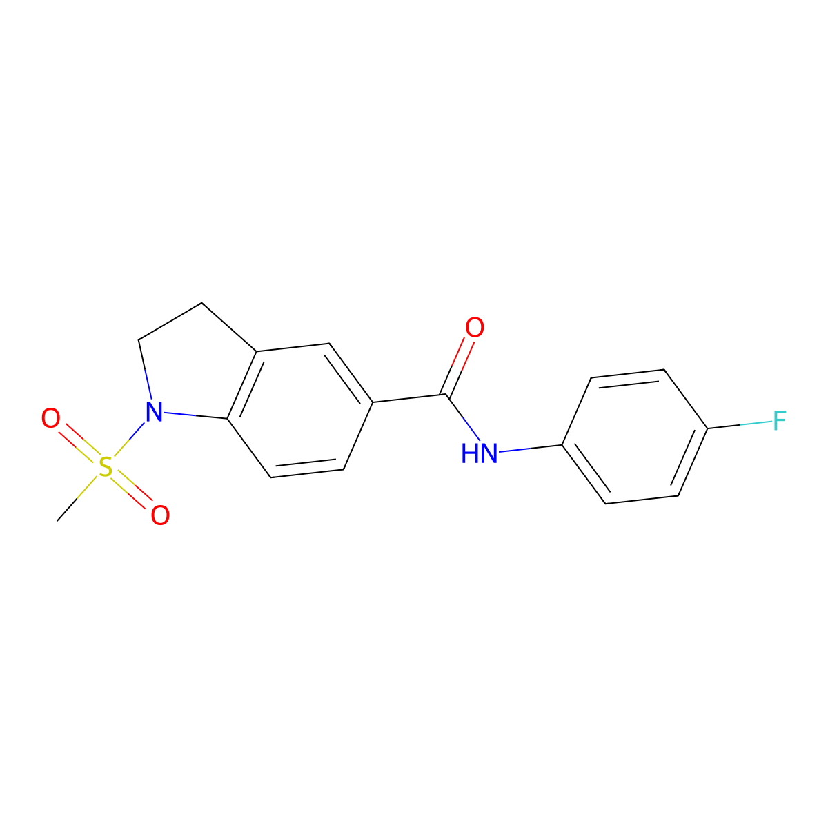 N-(4-fluorophenyl)-1-(methylsulfonyl)-2,3-dihydro-1H-indole-5-carboxamide molecular structure, CAS 799259-26-0