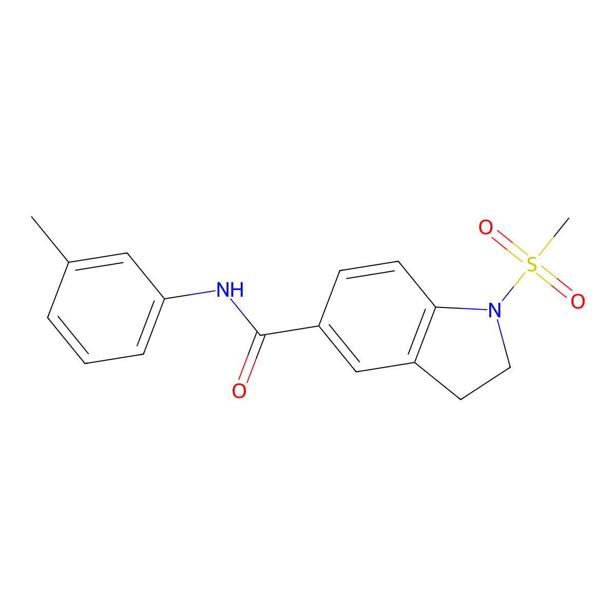 N-(3-methylphenyl)-1-methylsulfonyl-2,3-dihydroindole-5-carboxamide molecular structure, CAS 799259-41-9