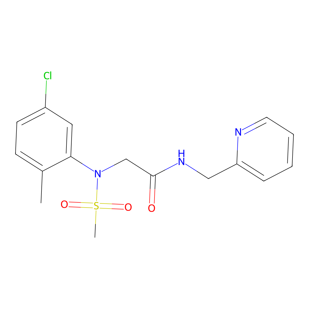 2-(5-chloro-2-methyl-N-methylsulfonylanilino)-N-(pyridin-2-ylmethyl)acetamide molecular structure, CAS 799259-70-4