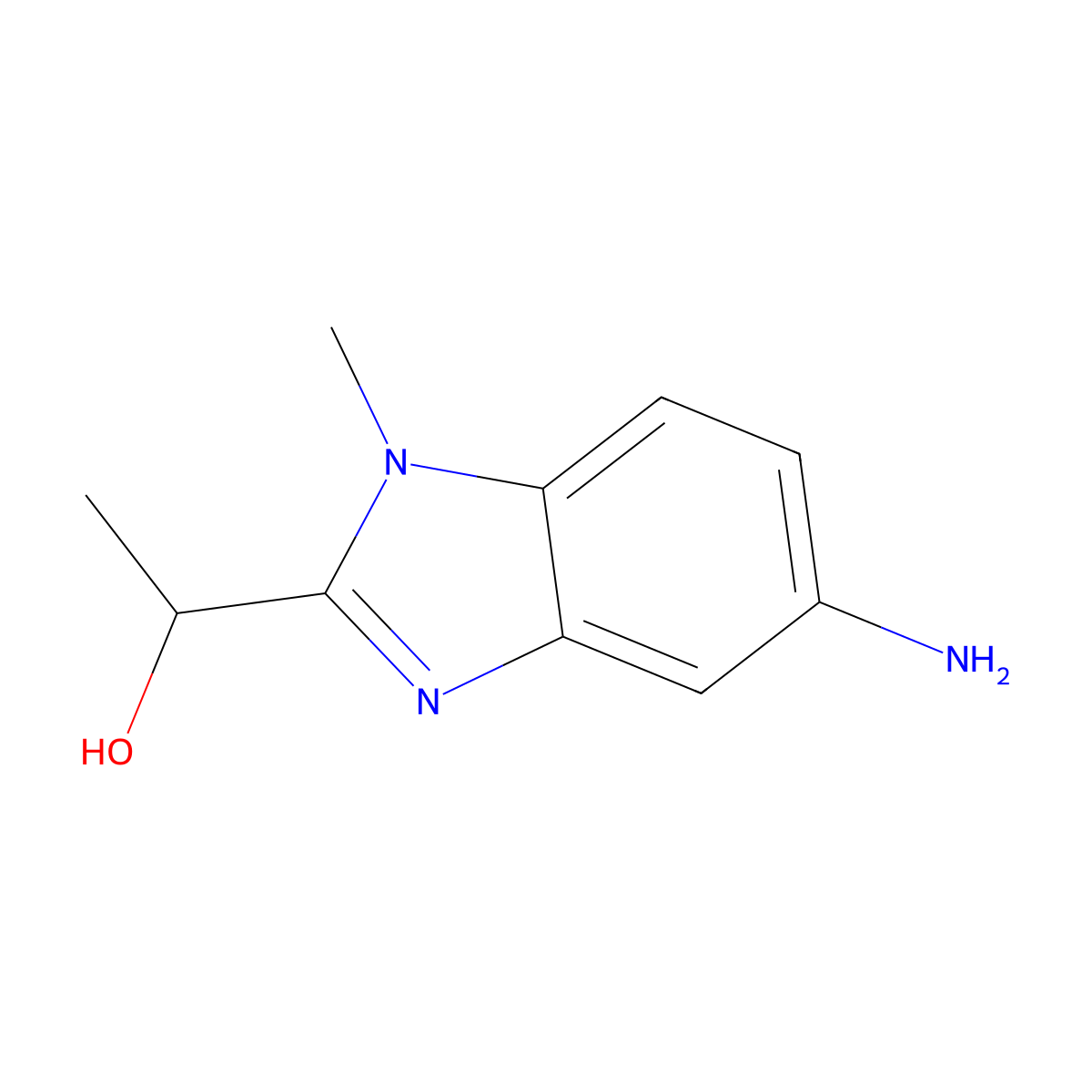1-(5-amino-1-methyl-1H-benzimidazol-2-yl)ethanol molecular structure, CAS 799260-16-5