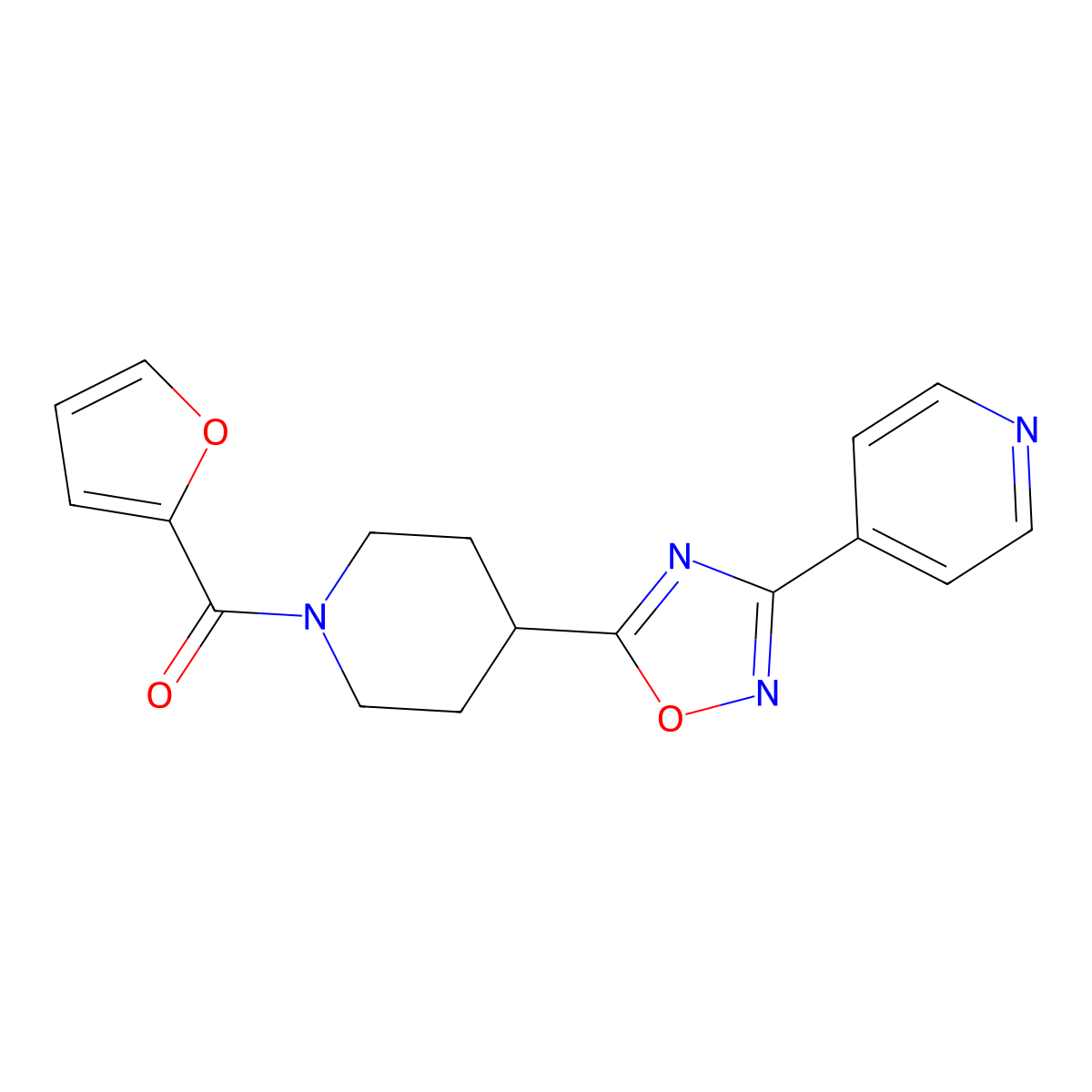 4-{5-[1-(Furan-2-carbonyl)piperidin-4-yl]-1,2,4-oxadiazol-3-yl}pyridine molecular structure, CAS 799260-20-1