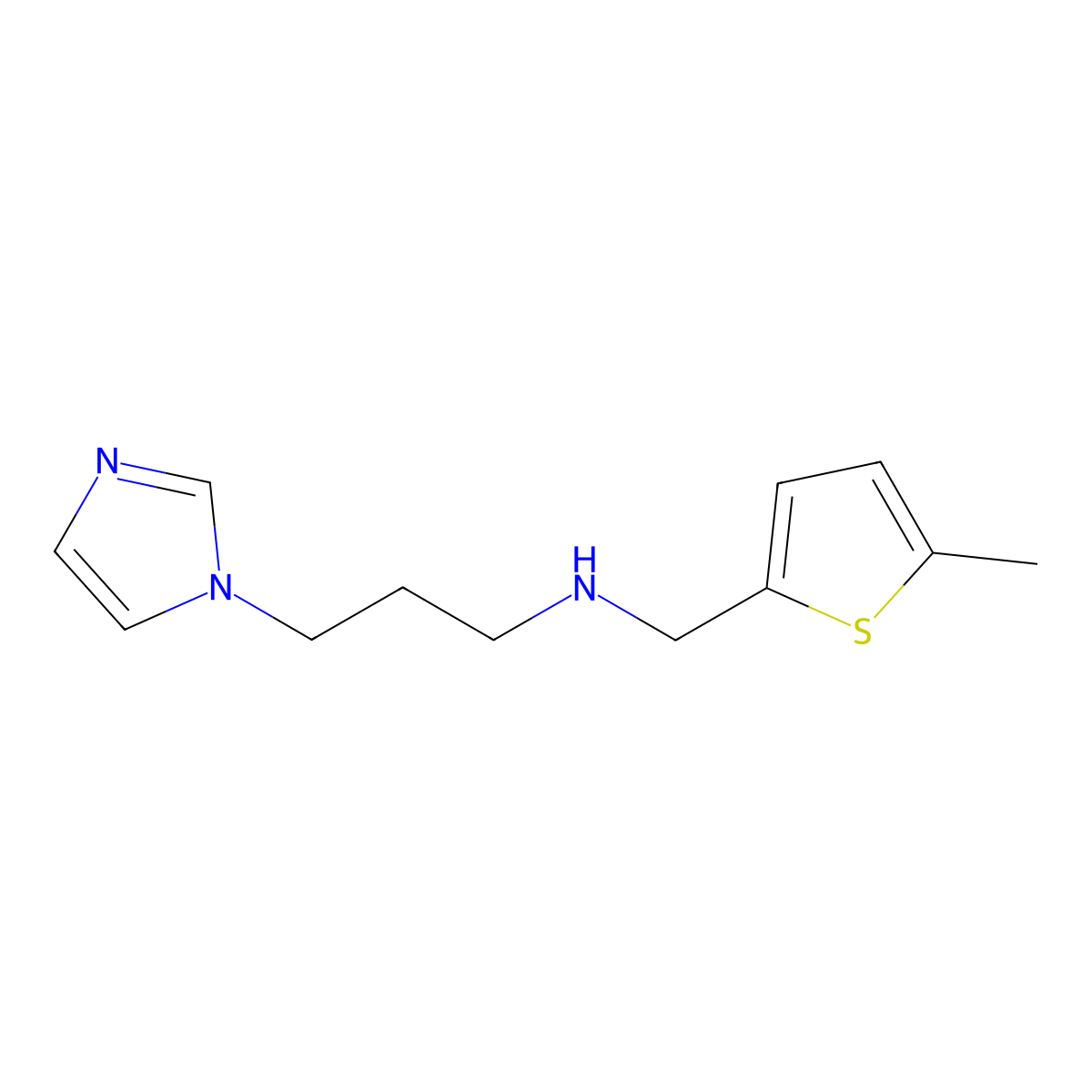 (3-Imidazol-1-yl-propyl)-(5-methyl-thiophen-2-ylmethyl)-amine molecular structure, CAS 799262-41-2