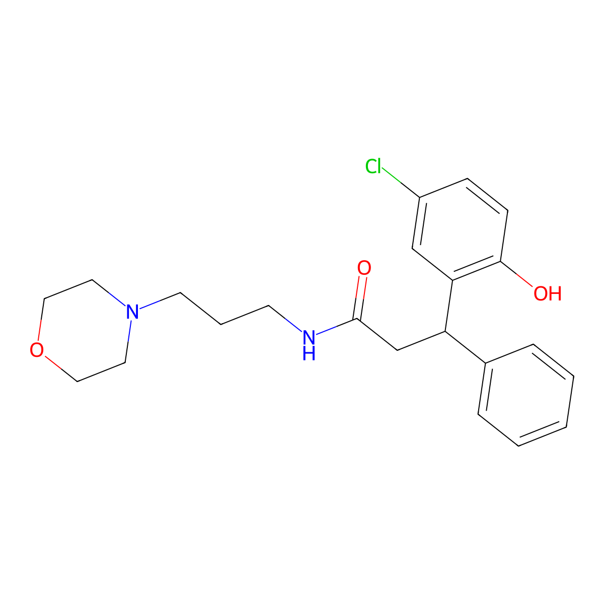 3-(5-chloro-2-hydroxyphenyl)-N-(3-morpholin-4-ylpropyl)-3-phenylpropanamide molecular structure, CAS 799263-63-1