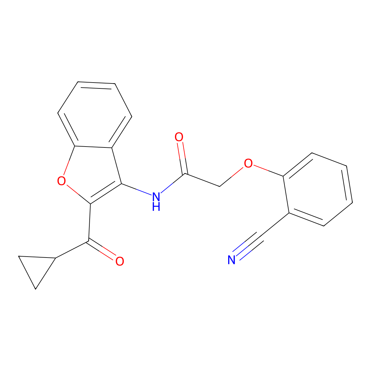 2-(2-cyanophenoxy)-N-[2-[cyclopropyl(oxo)methyl]-3-benzofuranyl]acetamide molecular structure, CAS 799263-69-7