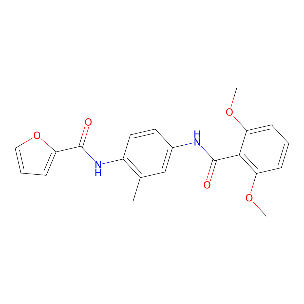 N-{4-[(2,6-dimethoxybenzoyl)amino]-2-methylphenyl}-2-furamide molecular structure, CAS 799264-18-9