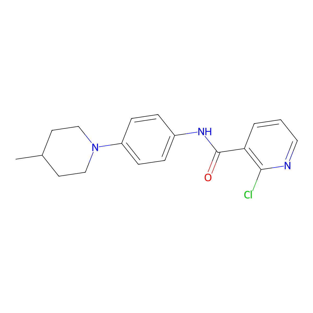 2-chloro-N-[4-(4-methylpiperidin-1-yl)phenyl]pyridine-3-carboxamide molecular structure, CAS 799264-20-3