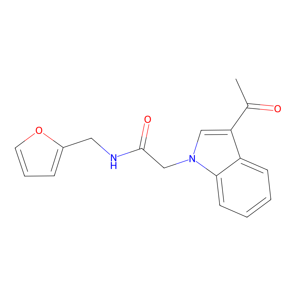 2-(3-Acetyl-indol-1-yl)-N-furan-2-ylmethyl-acetamide molecular structure, CAS 799264-55-4