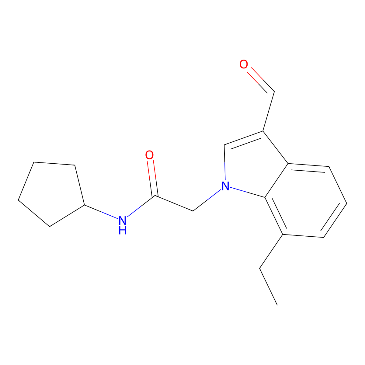 N-cyclopentyl-2-(7-ethyl-3-formyl-1H-indol-1-yl)acetamide molecular structure, CAS 799264-69-0