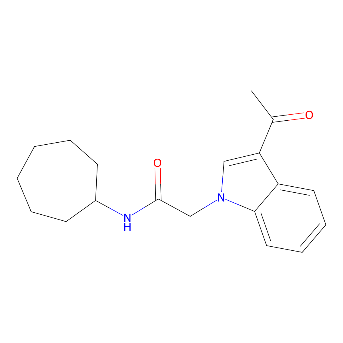 2-(3-acetyl-1H-indol-1-yl)-N-cycloheptylacetamide molecular structure, CAS 799264-72-5