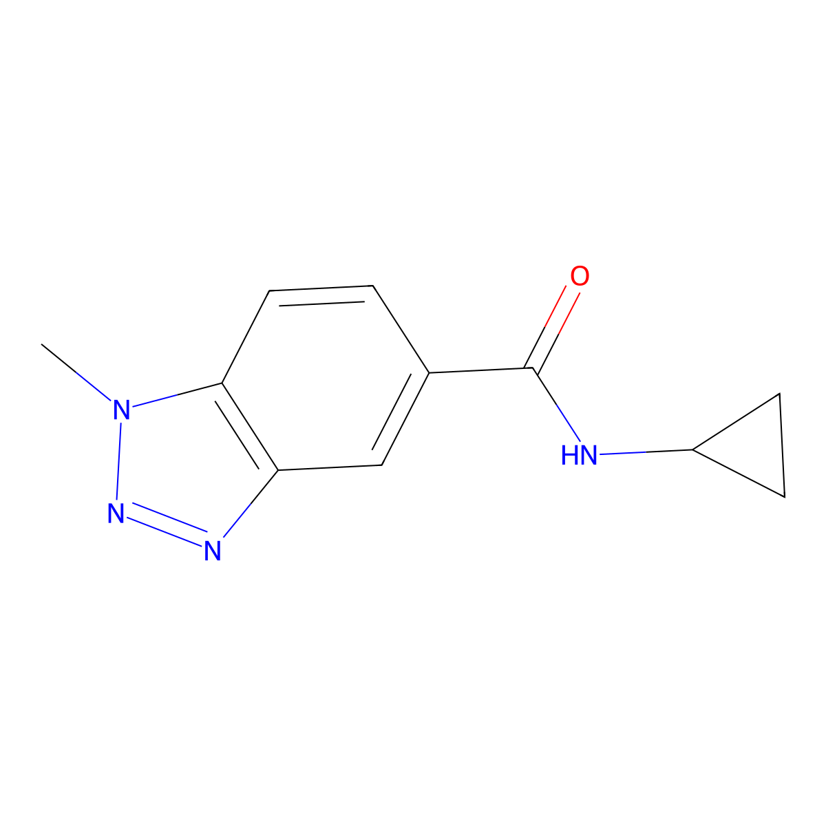 N-Cyclopropyl-1-methyl-1H-benzo[d][1,2,3]triazole-5-carboxamide molecular structure, CAS 799264-78-1