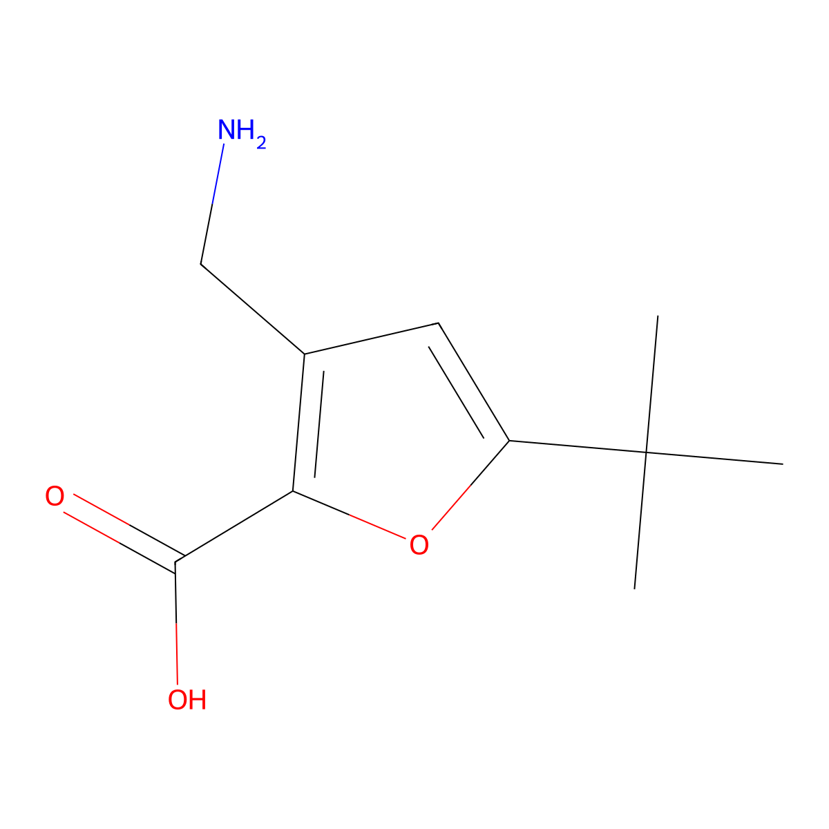 3-(Aminomethyl)-5-tert-butylfuran-2-carboxylic acid molecular structure, CAS 799264-87-2