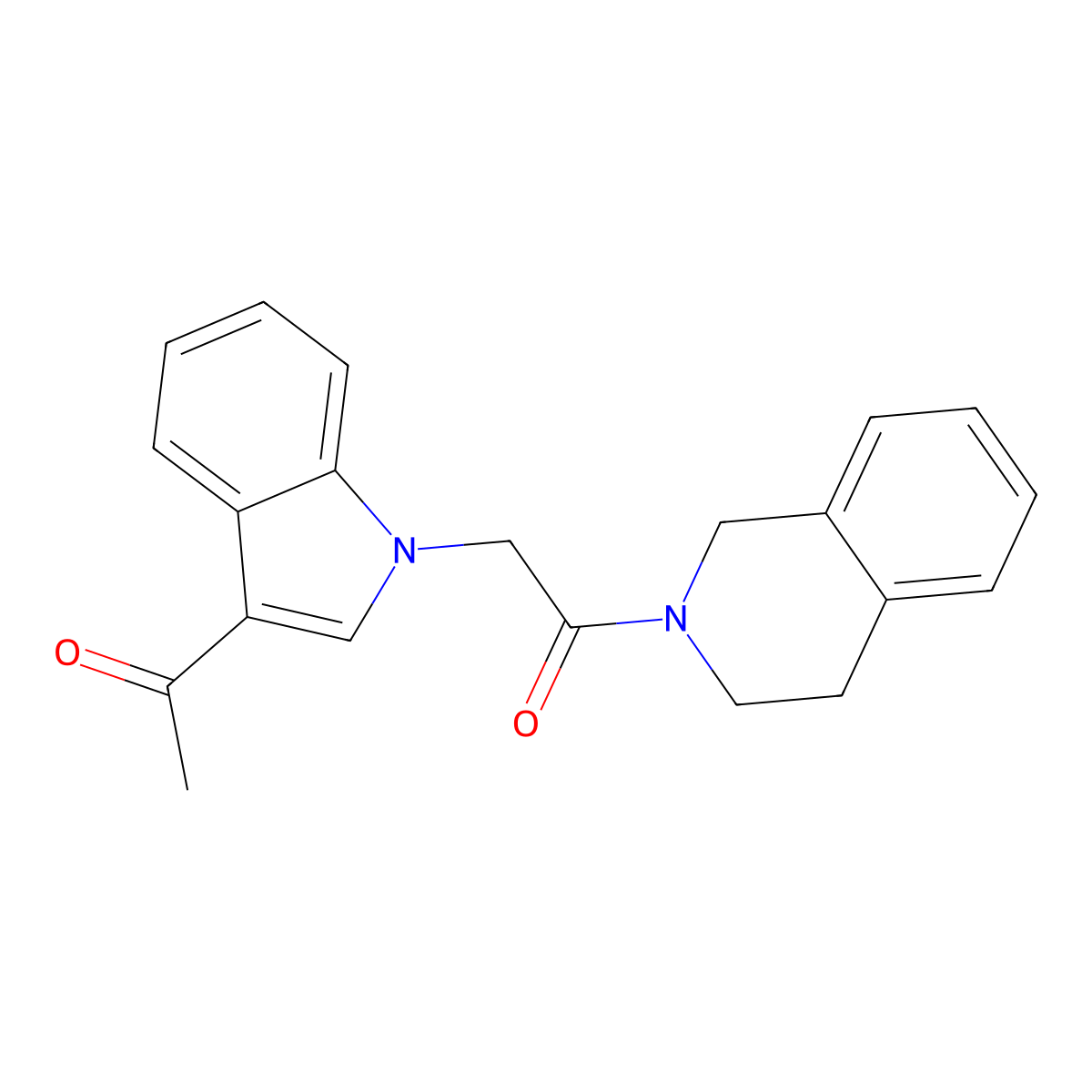 2-(3-acetyl-1H-indol-1-yl)-1-(3,4-dihydroisoquinolin-2(1H)-yl)ethanone molecular structure, CAS 799265-12-6