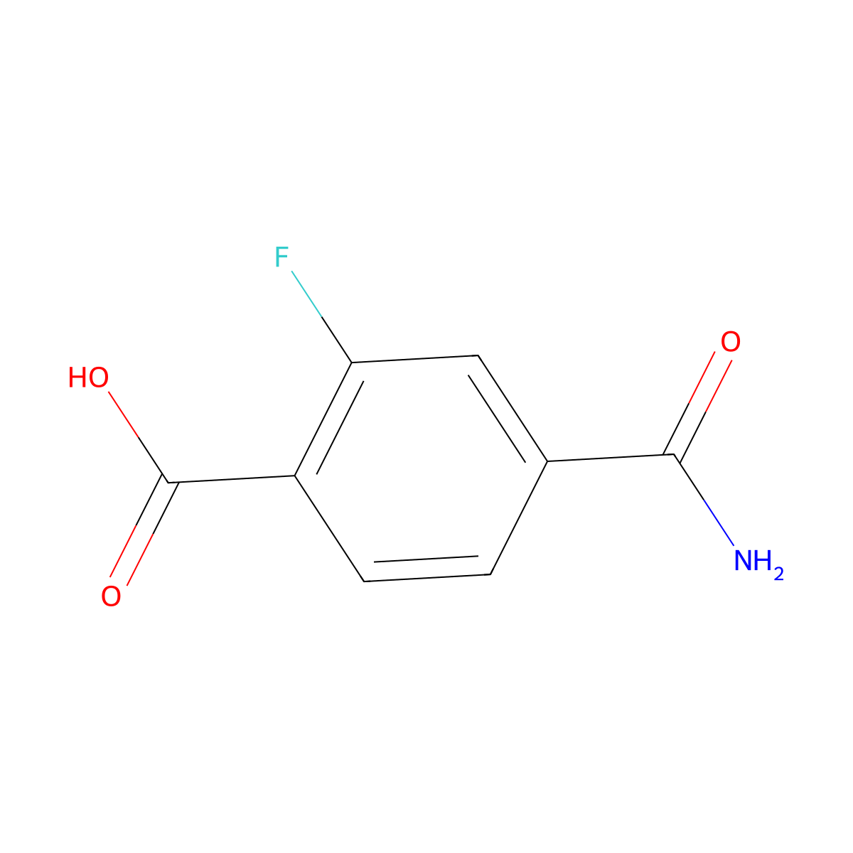 4-Carbamoyl-2-fluorobenzoic acid molecular structure, CAS 799265-47-7