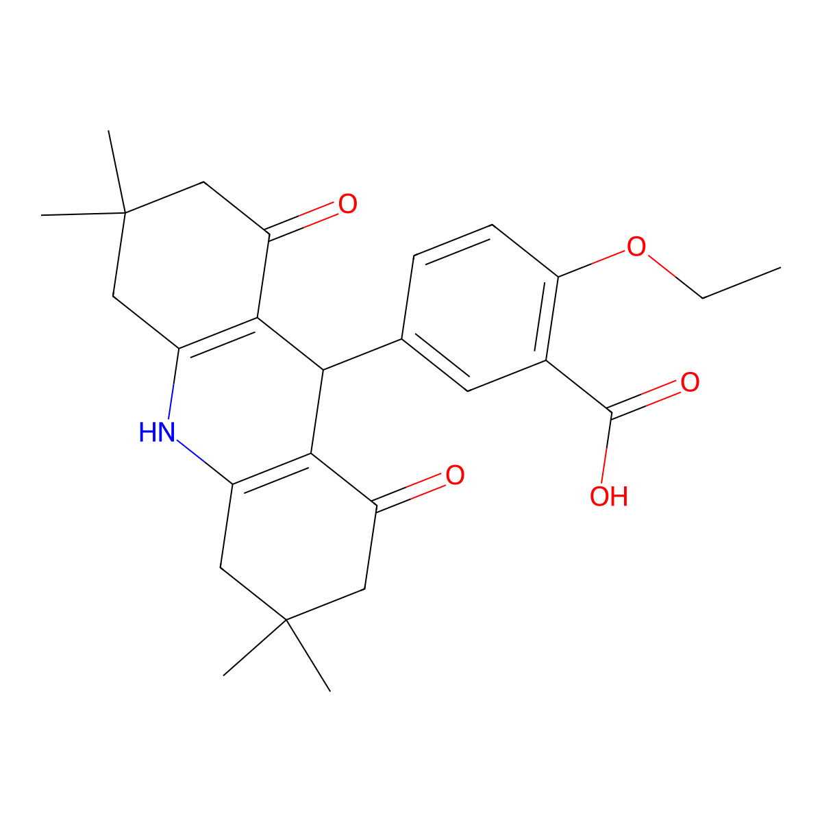 2-Ethoxy-5-(3,3,6,6-tetramethyl-1,8-dioxo-2,4,5,7,9,10-hexahydroacridin-9-yl)benzoic acid molecular structure, CAS 799265-48-8