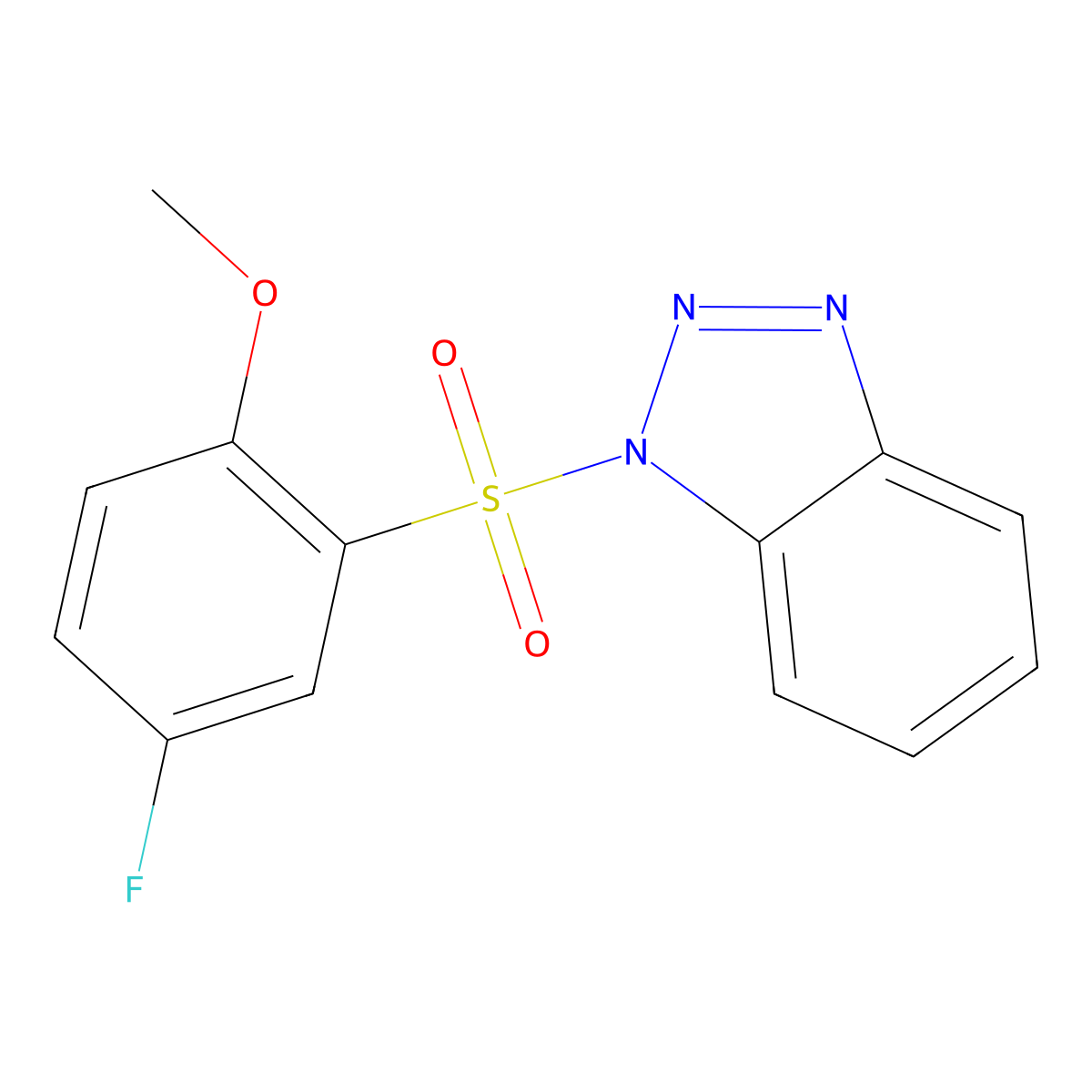 1-(5-Fluoro-2-methoxyphenyl)sulfonylbenzotriazole molecular structure, CAS 799265-79-5
