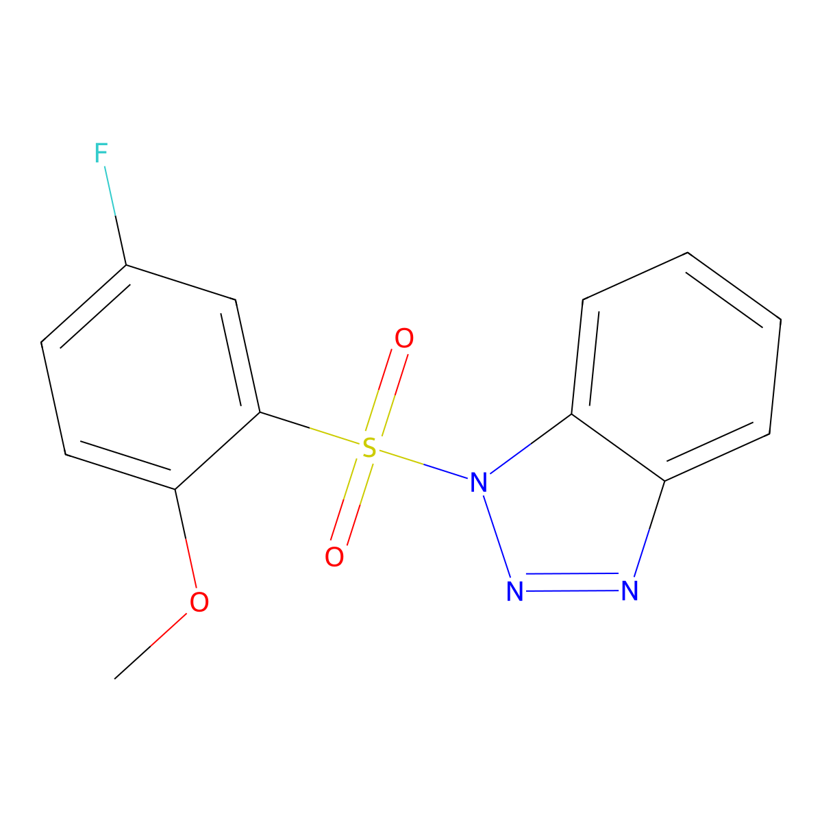1-(5-Fluoro-2-methoxyphenyl)sulfonylbenzotriazole molecular structure, CAS 799265-79-5