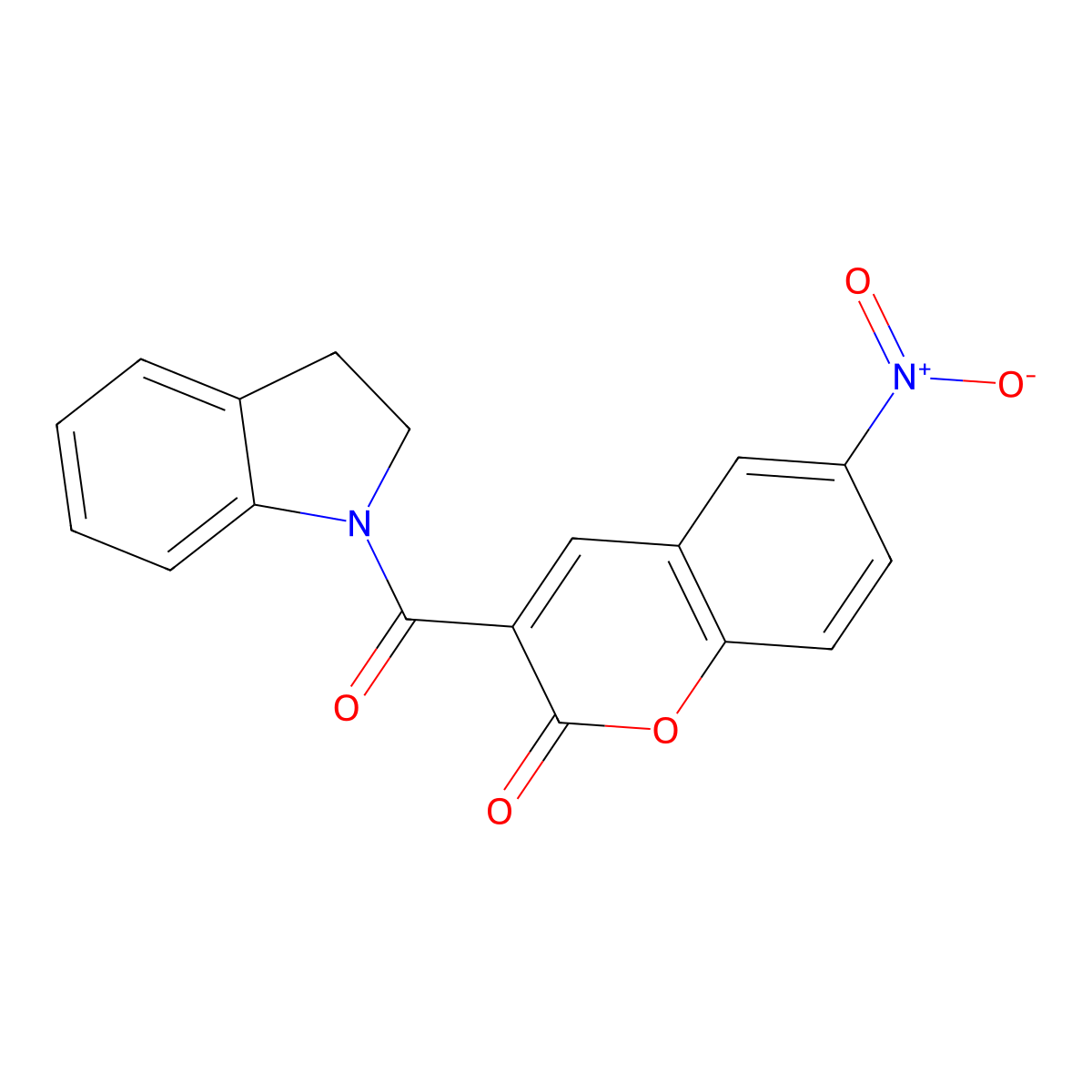 3-(indoline-1-carbonyl)-6-nitro-2H-chromen-2-one molecular structure, CAS 799266-00-5
