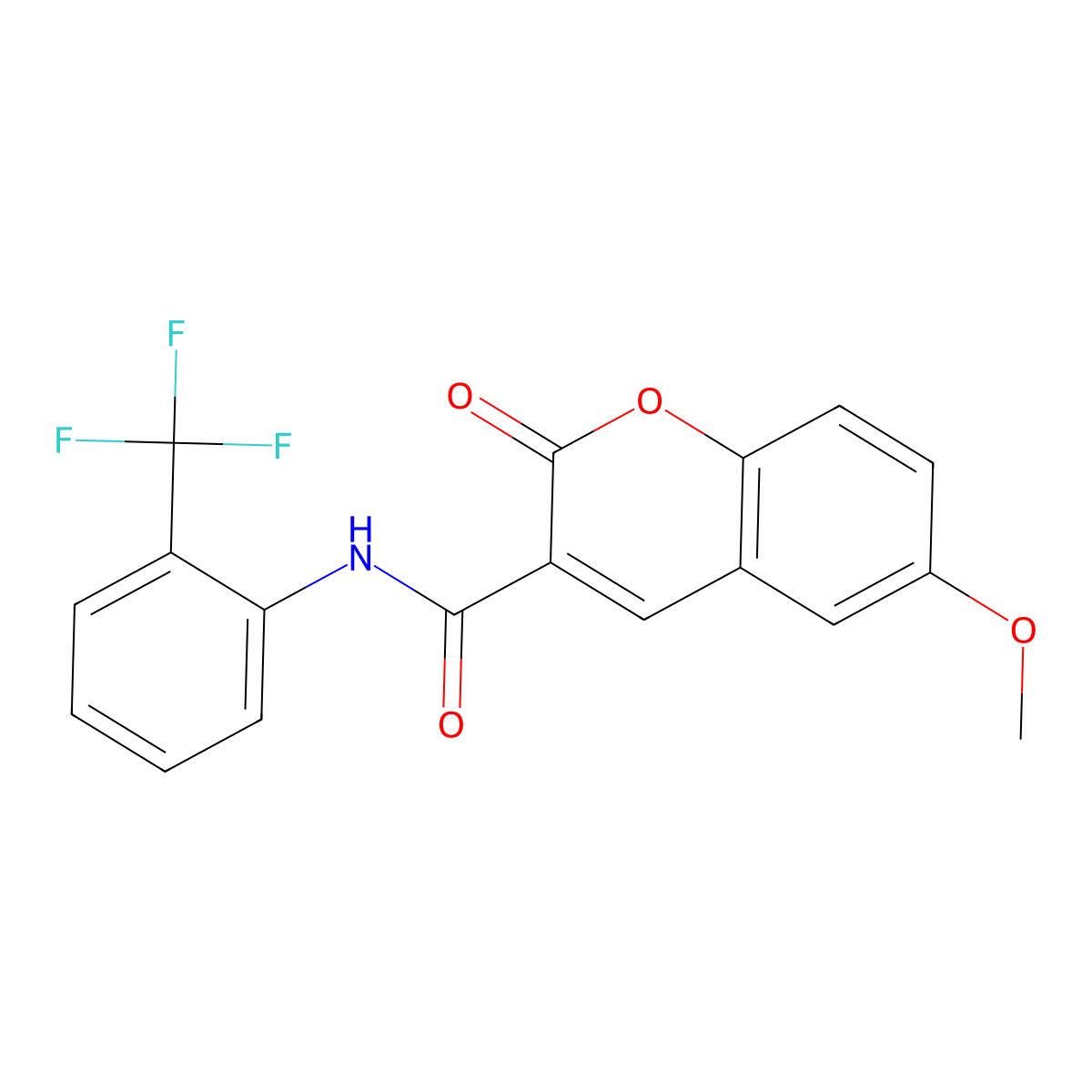6-methoxy-2-oxo-N-(2-(trifluoromethyl)phenyl)-2H-chromene-3-carboxamide molecular structure, CAS 799266-02-7