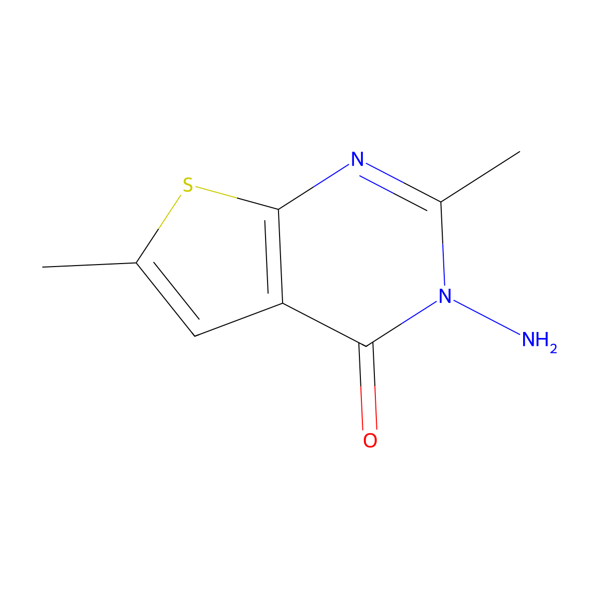 3-amino-2,6-dimethylthieno[2,3-d]pyrimidin-4(3H)-one molecular structure, CAS 79927-76-7