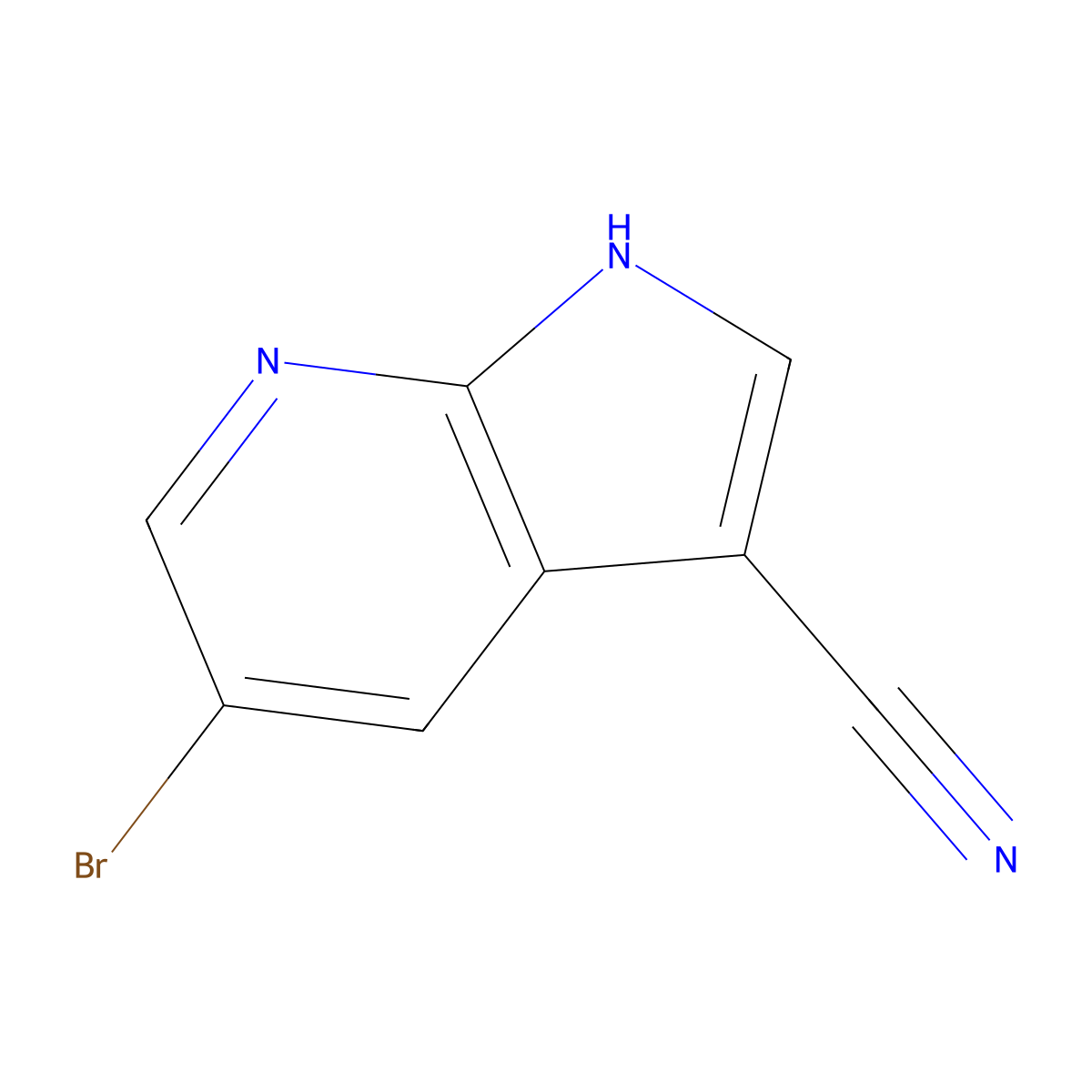 5-Bromo-1H-pyrrolo[2,3-b]pyridine-3-carbonitrile molecular structure, CAS 799270-07-8